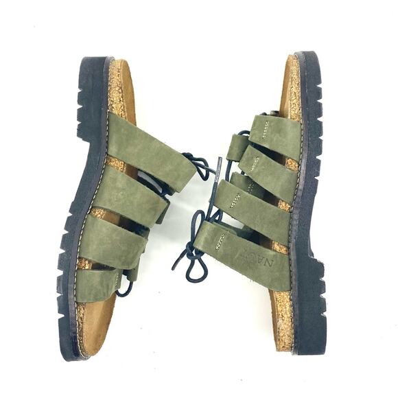 Naot Leather Strappy Sandals 36 Olive Israel - Picture 3 of 10